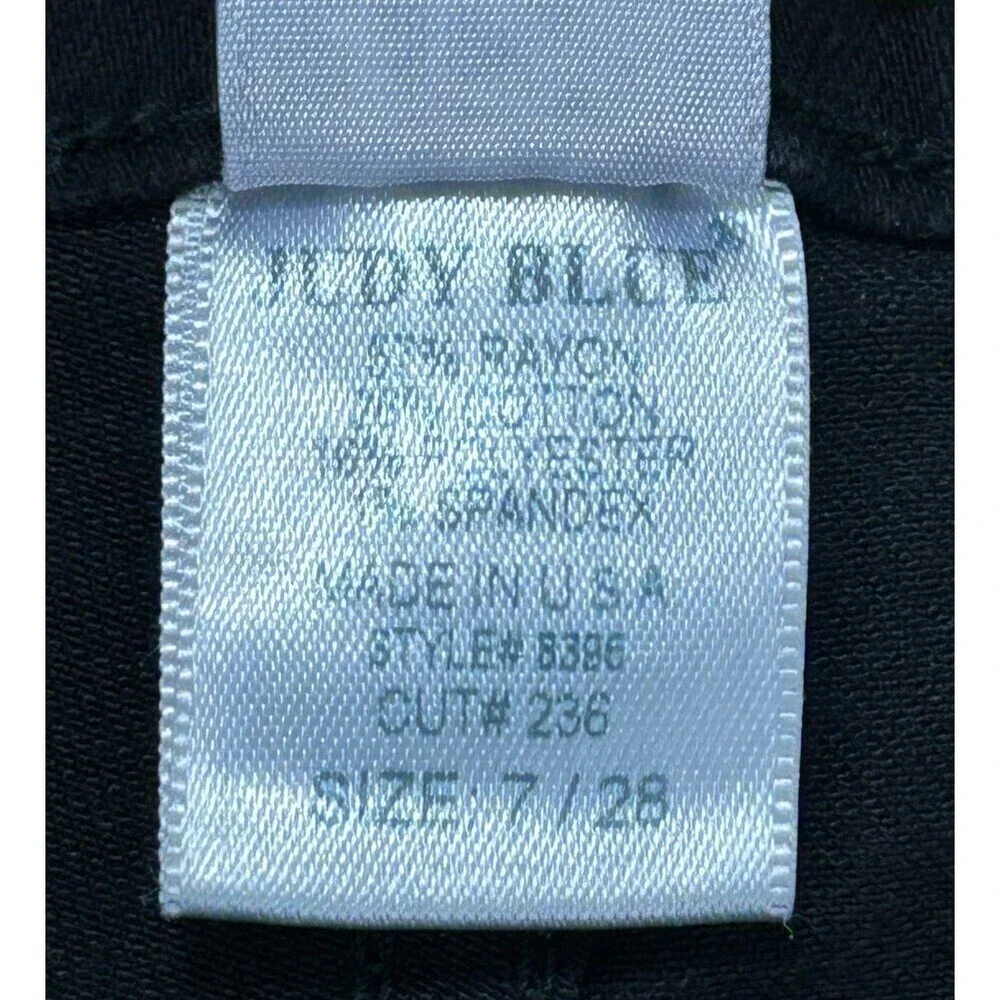 Judy Blue Jeans Womens Sz 7 Black Super Flare High Rise Dark Wash Raw Hem 1083U4